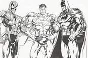 coloriage spiderman superman et batman